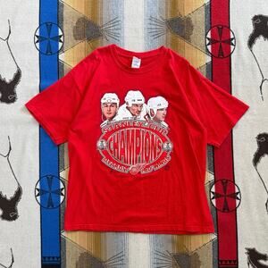 Vintage 2002 Detroit Red Wings Stanley Cup T-Shirt XL Yzerman Fedorov NHL